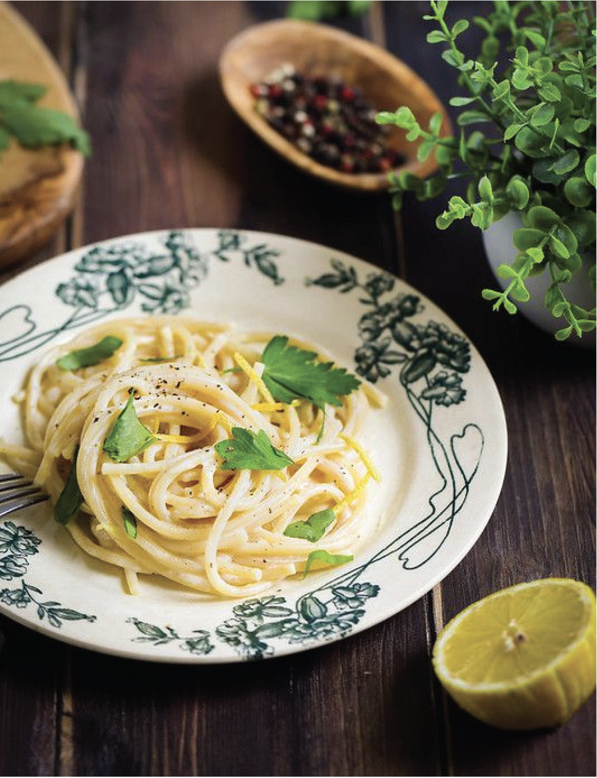 Spaghetti al limone, servi tiède